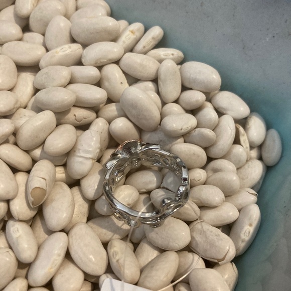 Sterling Silver Rose Gold Flower Scroll Ring - Picture 7 of 8